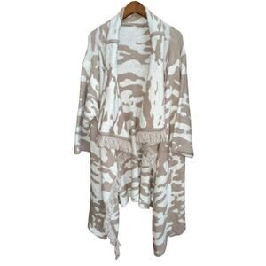 NWT G.I.L.I Women's Camo Fringe Open Front Heavy Cardigan Size 1XP - 3XP